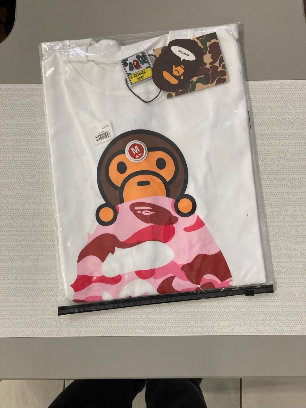 A Bathing Ape (BAPE) Baby Milo Pink Camo Graphic Tee - White